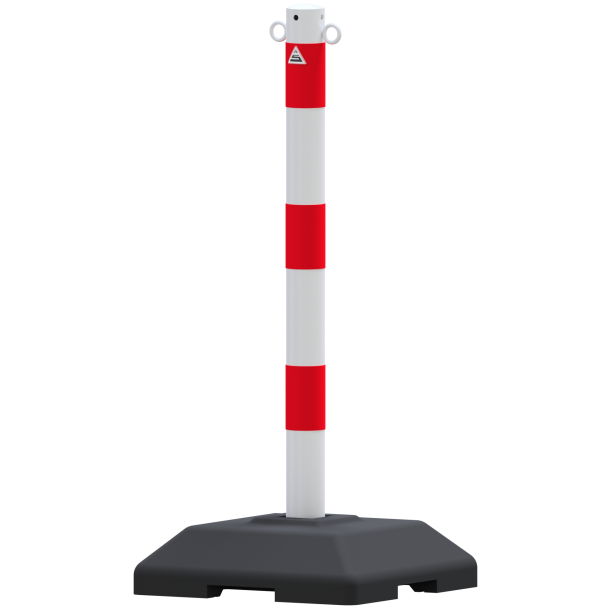 Chain post, handy design |  60 mm steel post | hot-dip galvonized | coated white / red